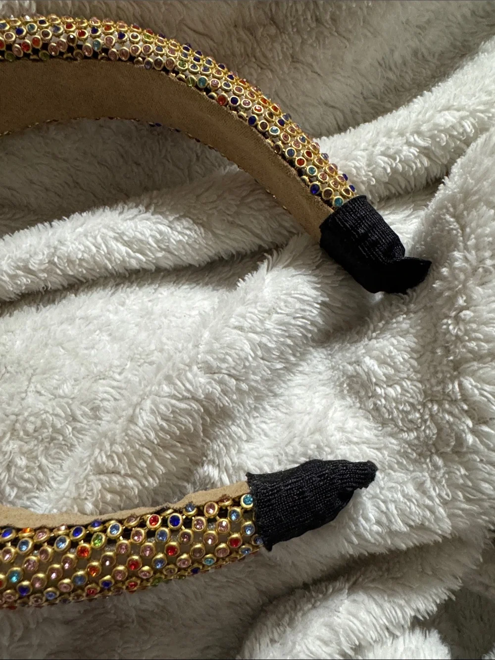Chunky Beaded Multicolor and Gold Embellished Padded Headbands - Set of 2